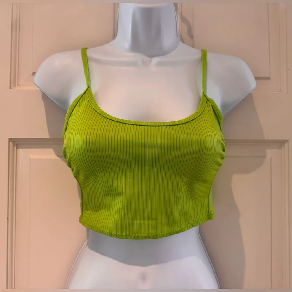 Wild Fable Ribbed Longline Bikini Top Bright Green XS 0-2